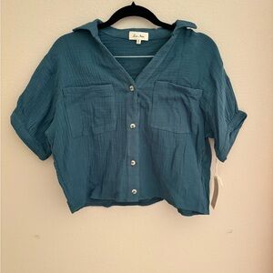 Deep Teal - Beachy Crop T